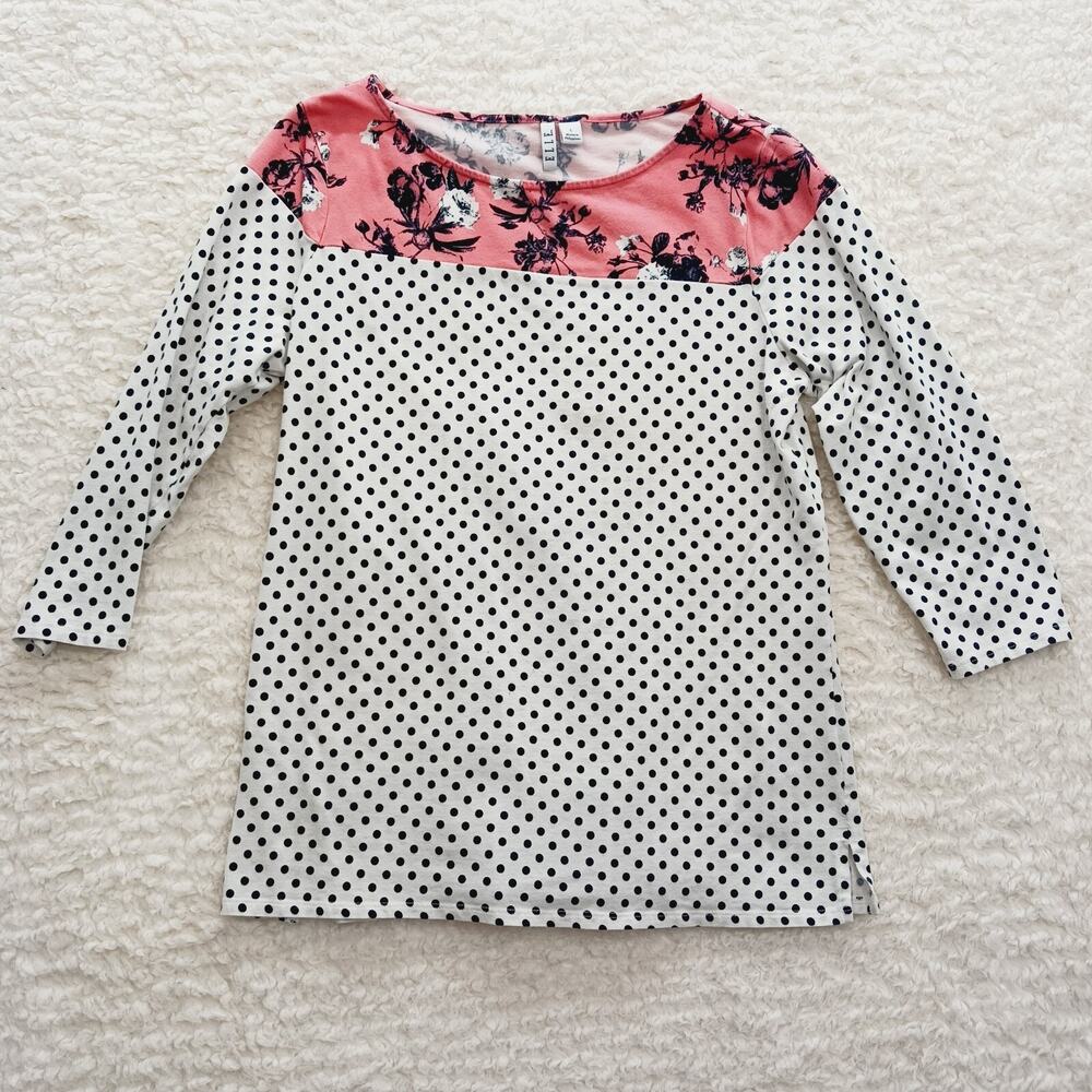 T-Shirt Pink Polka Dots Floral Coquette Whimsycore Cottagecore Barbiecore Size L